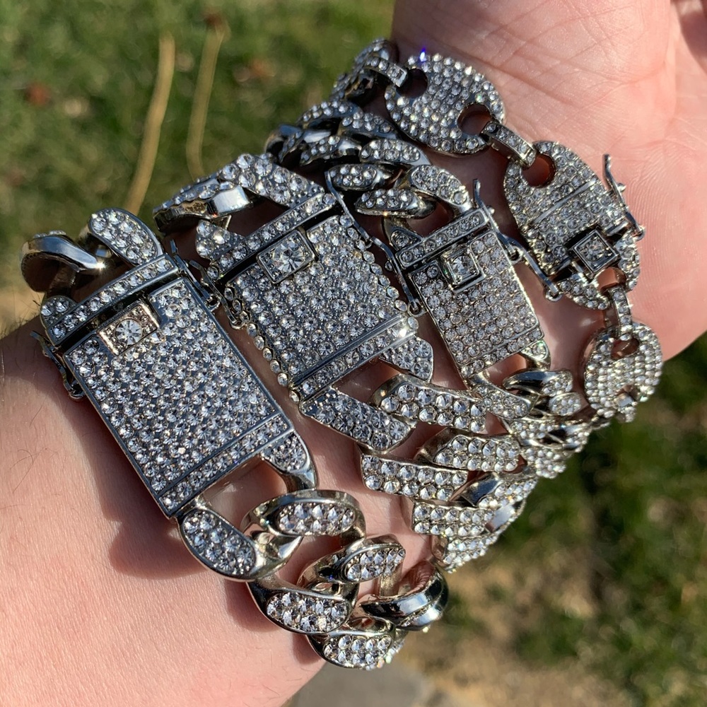 “Millionaire” Bracelet Set White Gold Iced 8” - Picture 3 of 3